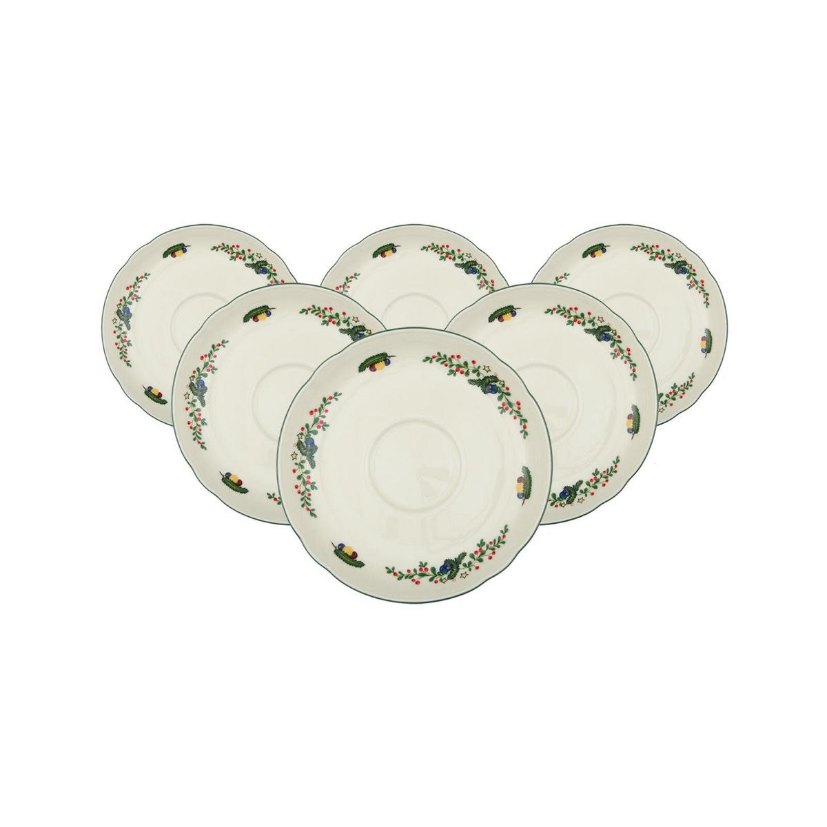 KOMBI-UNTERTASSEN Marieluise Weihnachten weiß-grün ø 14,8 cm 6er Set - Weiß/Grün, Keramik (14.8cm) - Seltmann Weiden