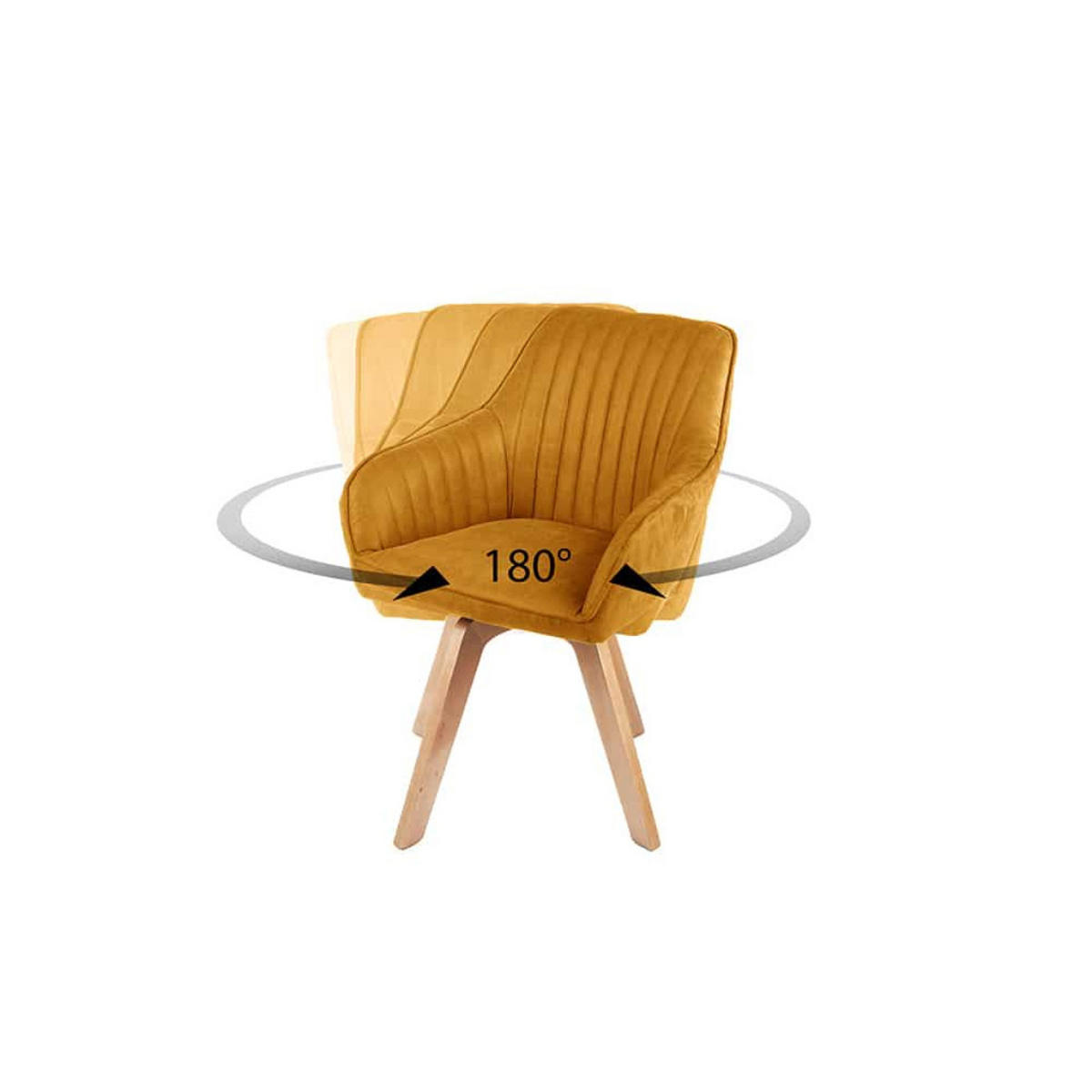 ARMLEHNSTUHL LIVORNO Samt Senfgelb - Gelb/Braun, Holz/Textil (62/84/62cm) - riess-ambiente