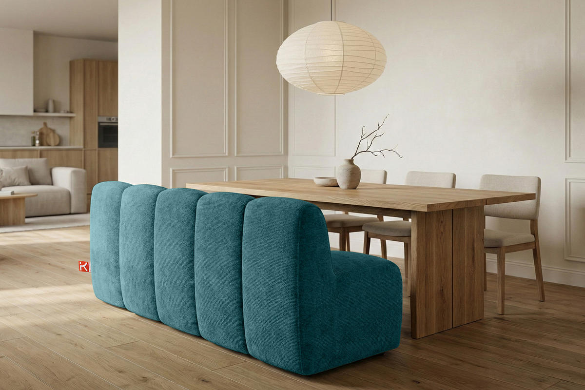 ESSZIMMERBANK BRESCO, Meeresblau - Türkis, Holz/Holzwerkstoff (203/80/72cm) - KONSIMO®