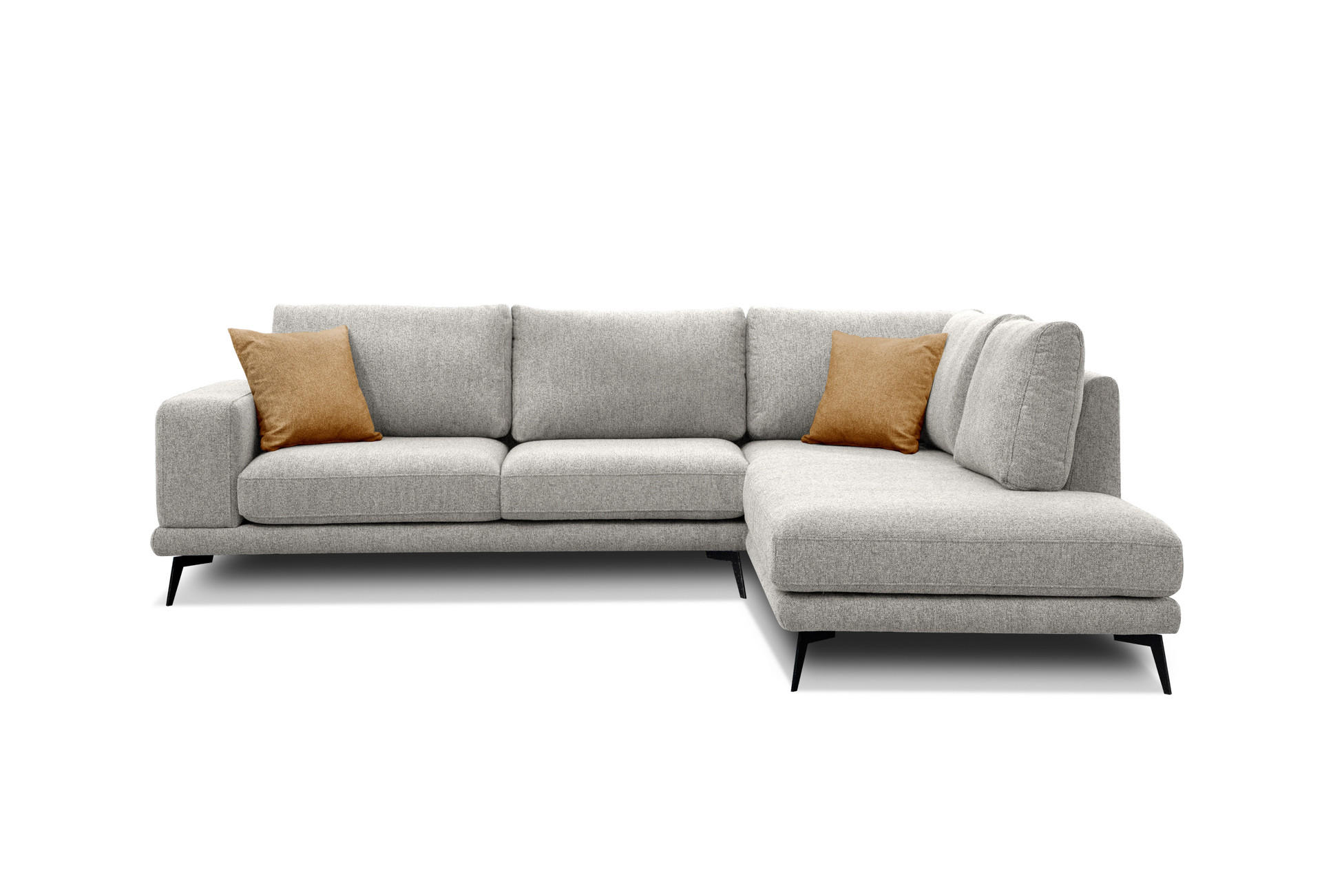 ECKSOFA MEDIOLANE 5-Sitzer, hellgrau - Hellgrau, Holzwerkstoff/Textil (282/219cm) - Courtois Laville