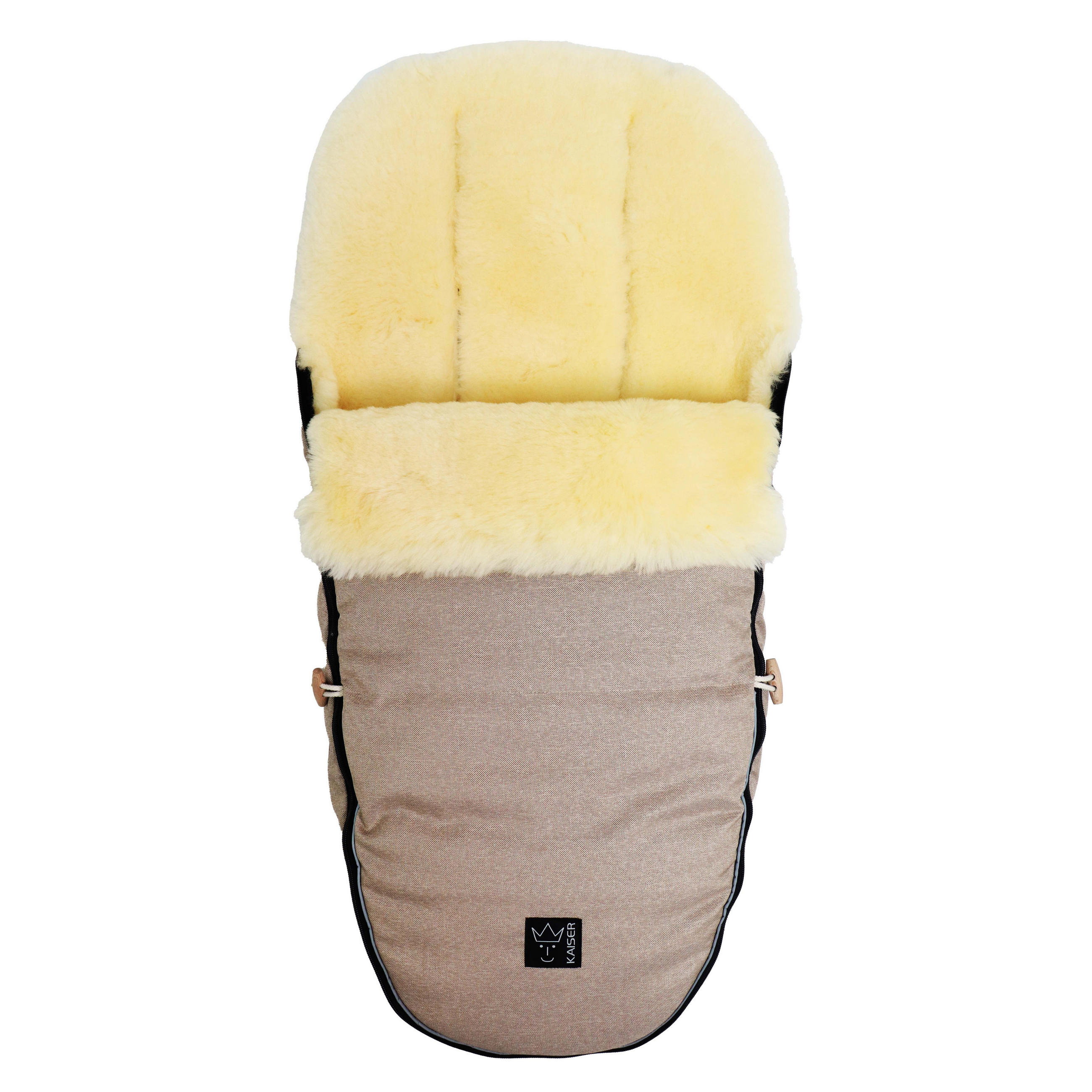 LAMMFELL-FUSSSACK Love the Nature, sand melange - Beige, Fell (44/95cm) - Kaiserbaby