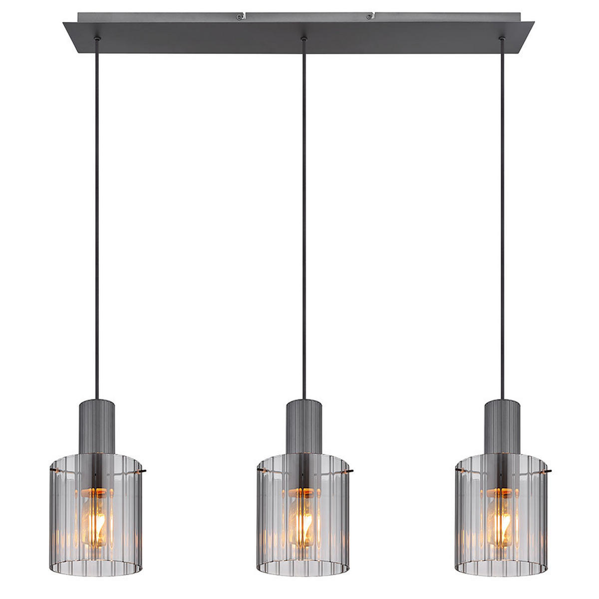 PENDELLEUCHTE Metall/Glas Grau, 3-flammig - Grau, Glas (98/18/120cm) - Globo Lighting