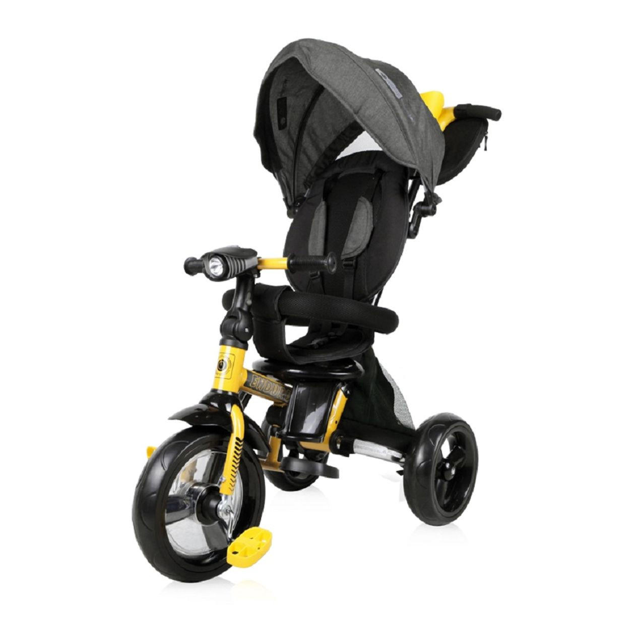 DREIRAD Enduro 4 in 1 drehbar gelb klappbar, Sitz drehbar, verstellbar, Licht - Gelb, Metall (114/49/104cm) - Lorelli