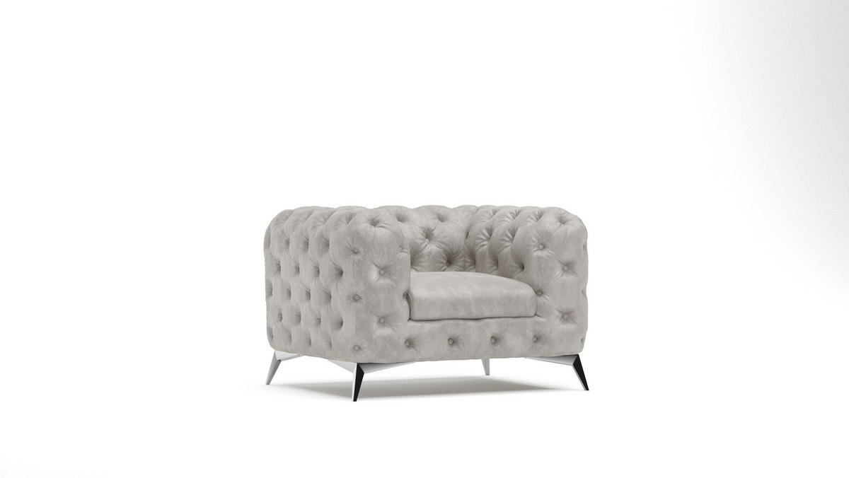CHESTERFIELD-SESSEL Quantum Grau Samt - Silberfarben/Grau, Holz/Textil (125/75/100cm) - S-Style Möbel