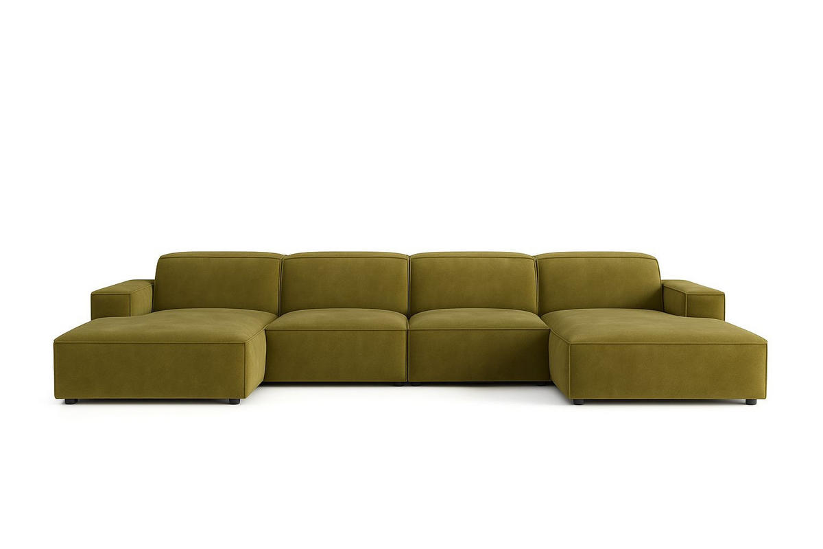 ECKSOFA Cursal U-Form, Stoff Salvador, Olive - Olivgrün, Holz (364/166cm) - Kaiser Möbel