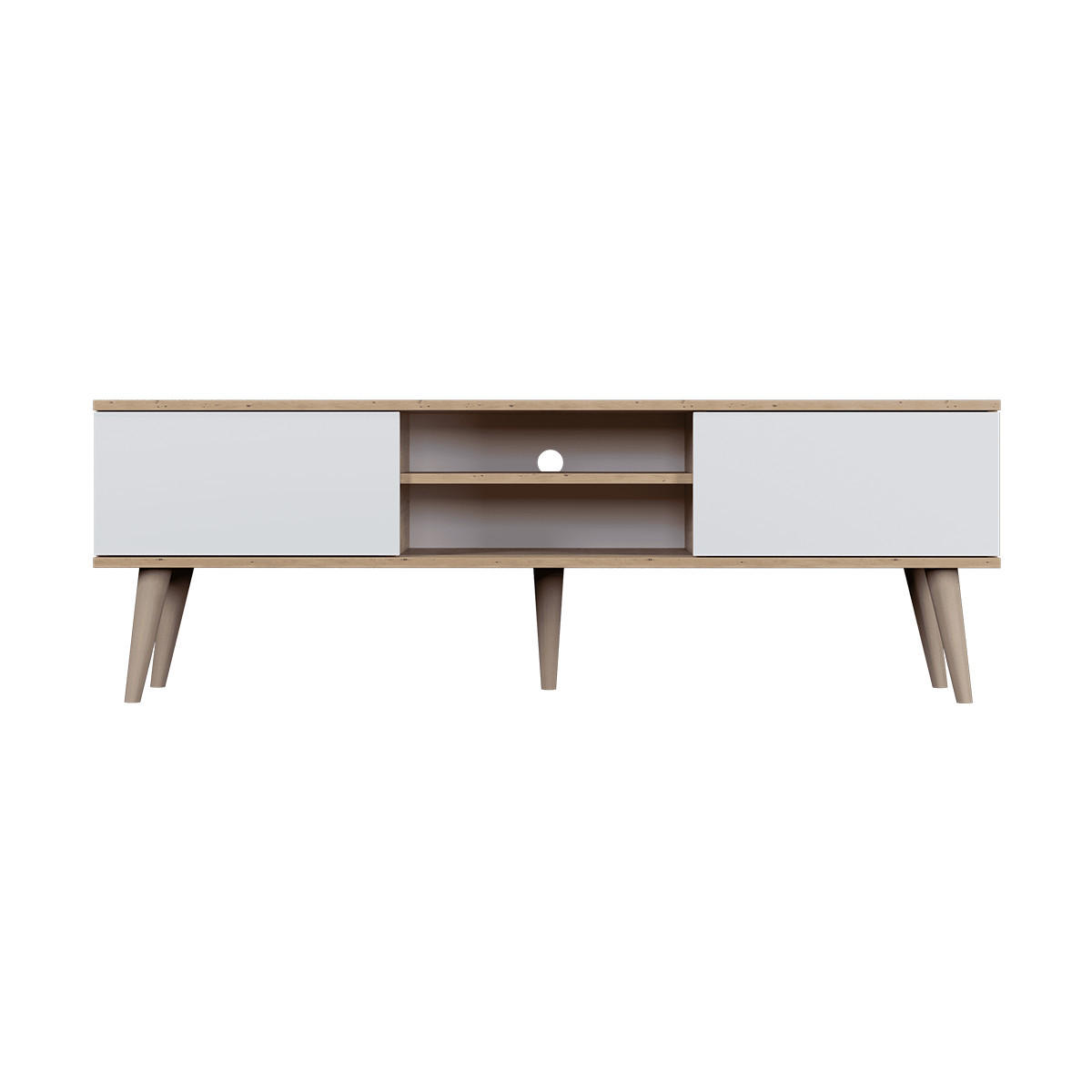 TV-MÖBEL Toronto Weiß und Holz - Weiß, Holzwerkstoff (55/35/160cm) - Petits-meubles