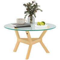 COUCHTISCH mit verstellbaren Fußpolstern, Transparent, Ø80 x 45 cm - Transparent, Metall (80/80/45cm) - HOMCOM