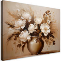 WANDBILD beiger blumenstrauß in einer vase - Beige, Textil (60/40cm) - Feeby