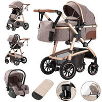 KINDERWAGENSET mit hoher Landschaft, verstellbarer Griff, Moskitonetz, Kinderwagen, Aluminiumrahmen, SK20-KHAKI - Hellbraun, Metall (80/60cm) - Kaket