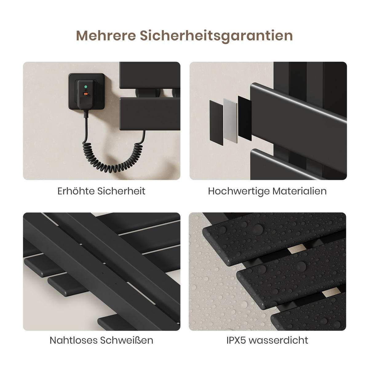 HEIZKÖRPER Elektrisch WLAN Thermostat Schwarz 85/40/11 cm - Schwarz, Metall (40/85/11cm) - EMKE