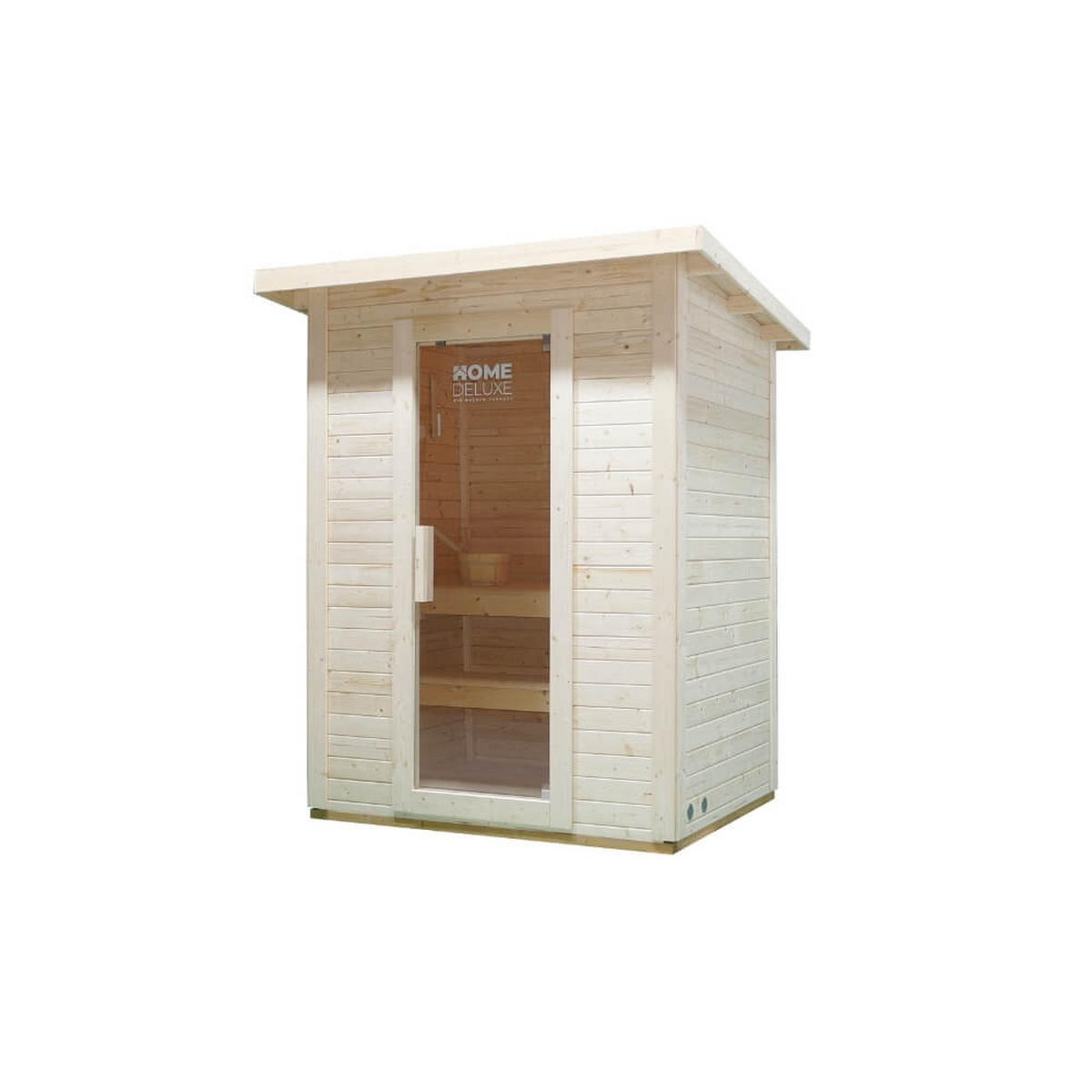 SAUNAHAUS Outdoor TALO M - 191 x 157 cm für 2 Personen - Braun, Holz (191/221/157cm) - Home Deluxe