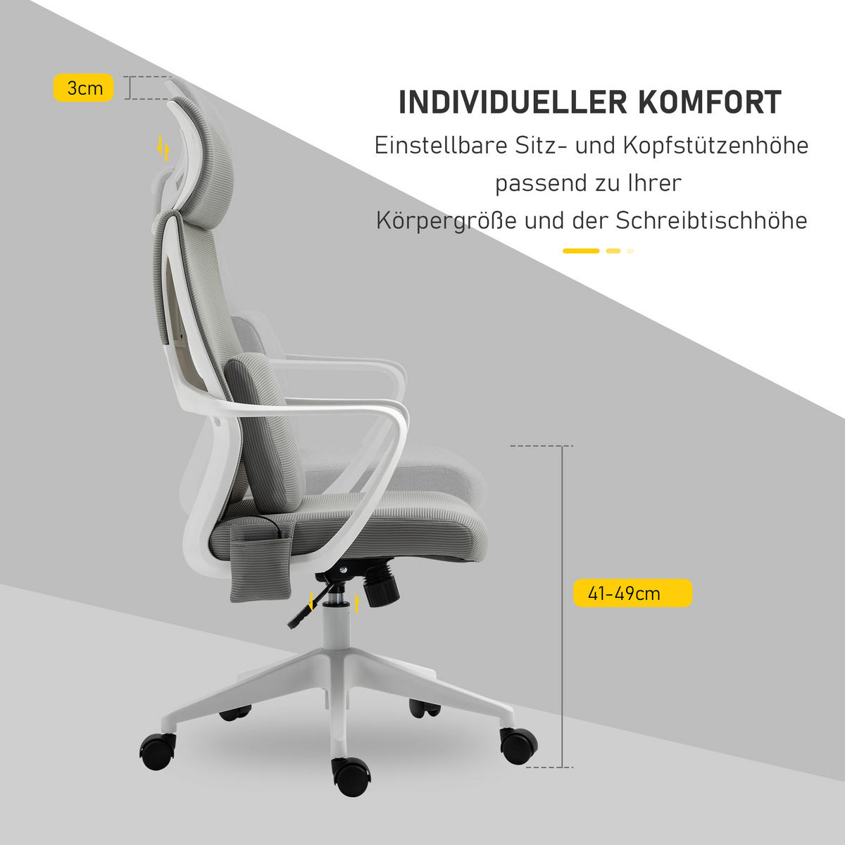 BÜROSTUHL Massagesessel Chefsessel mit Massagefunktion höhenverstellbar Grau - Grau, Kunststoff (60/122/62cm) - Vinsetto