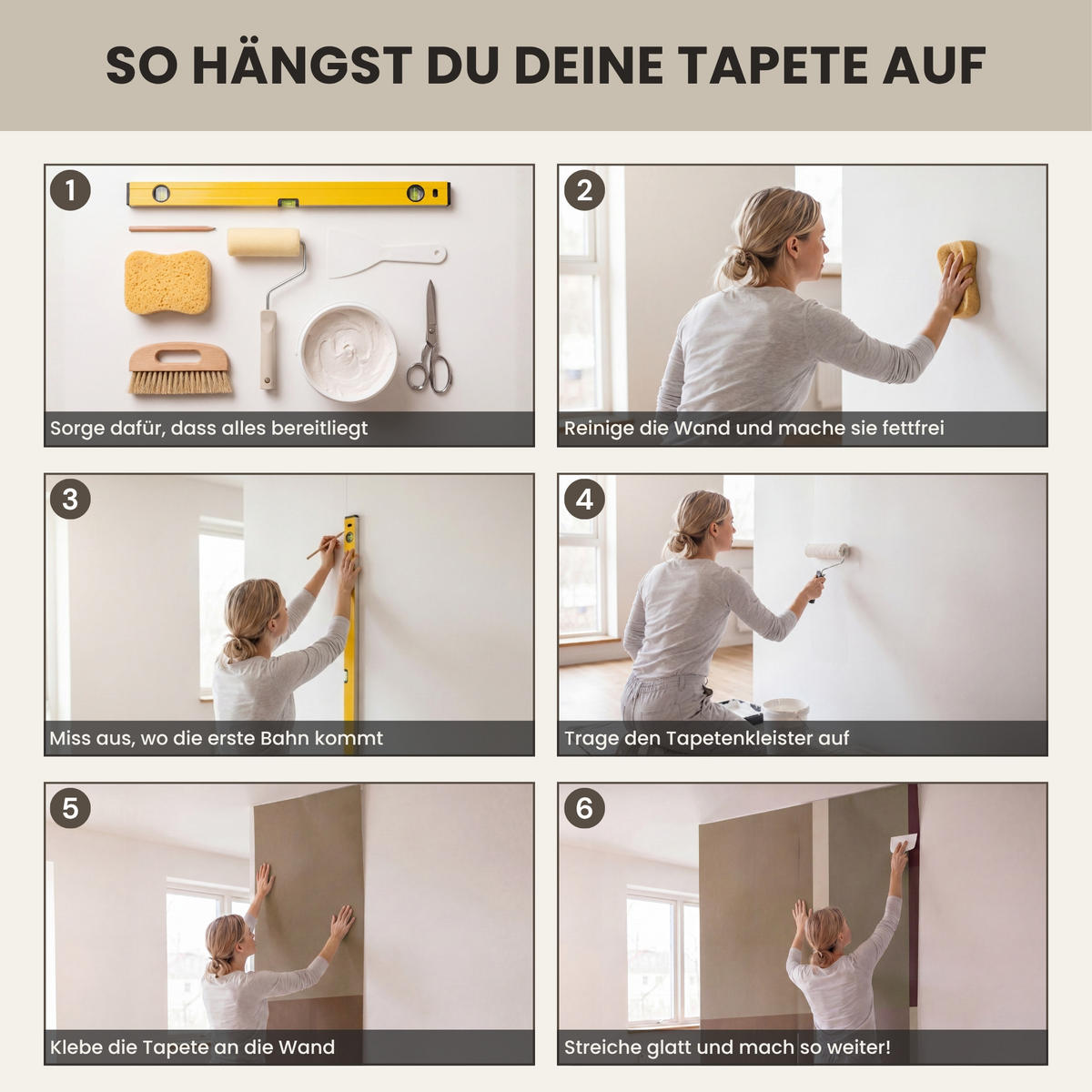TAPETE - Unis - Abstrakt - Bordeaux - Linien - 200x200 cm - Multicolor, Papier (200/200cm) - OnlyWow