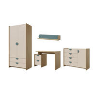 JUGENDZIMMER LEXO A 4-teilig in Eiche Cremona/Macadamia/Meeresblau - Blau/Eichefarben, Holzwerkstoff (326/198/60cm) - Deine Möbel 24