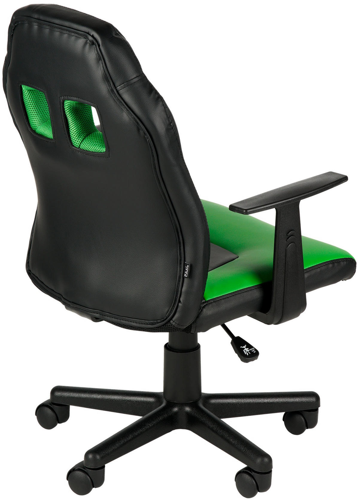 JUGENDDREHSTUHL Lederlook Schwarz/Grün - Schwarz/Grün, Kunststoff/Textil (56/83/59cm) - CLP