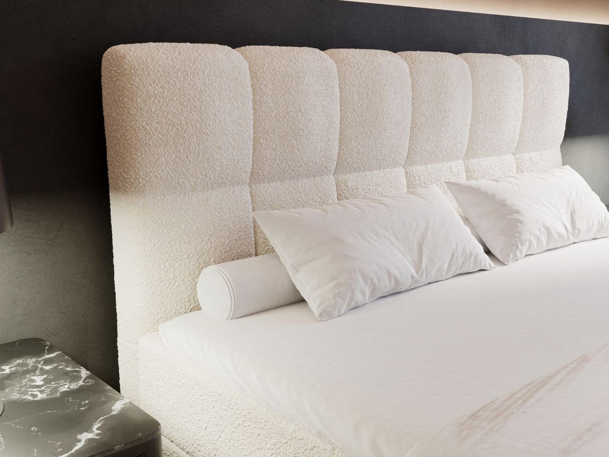 BOXBETT Alicante 180x200 Bouclé-Stoff Creme - Creme, Holz/Textil (180/200cm) - Graingold