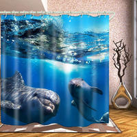 DUSCHVORHANG 3D Polyester schimmelresistent wasserdicht maschinenwaschbar mit Haken - Multicolor, Textil (180/180cm) - MCBOSON
