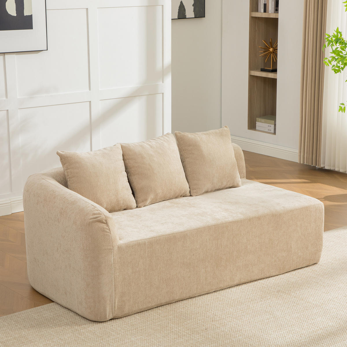 SOFAELEMENT DE-35127 linke mit Chenille-Bezug Hellkhaki - Sandfarben, Textil (99/80.5/171.5cm) - ComfortXL
