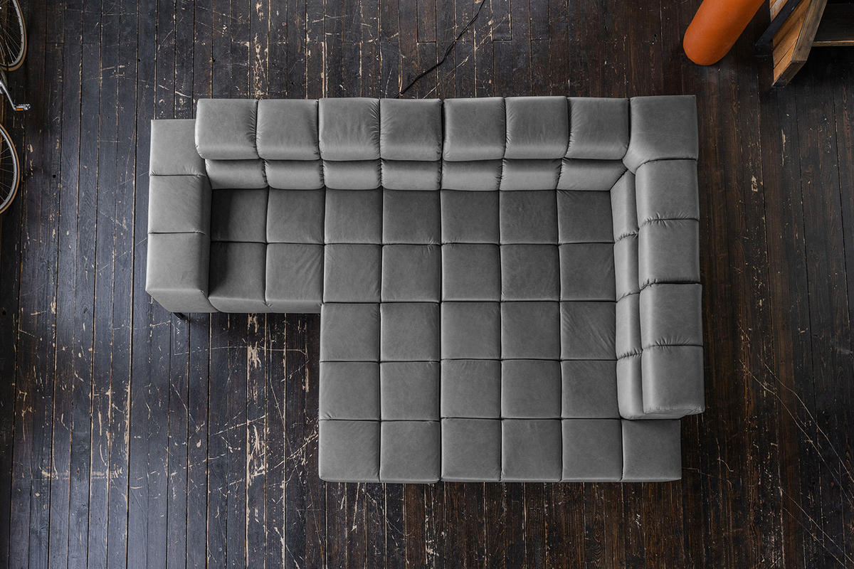 ECKSOFA NELSON Anthrazit Leder - Anthrazit/Schwarz, Leder/Metall (321/216cm) - KAWOLA