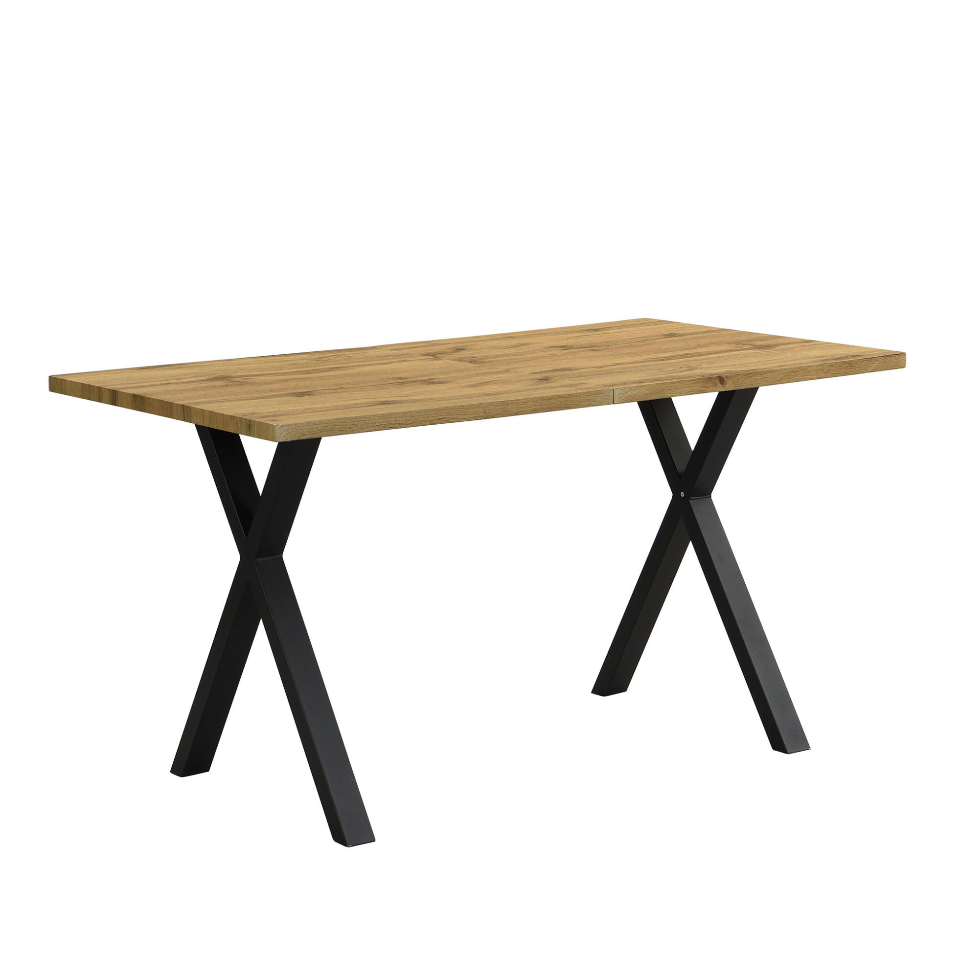 ESSTISCH mit Metallgestell 140/80/76 cm in Eichefarben & Schwarz - Eichefarben, Holzwerkstoff (140/80/76cm) - BEAOK