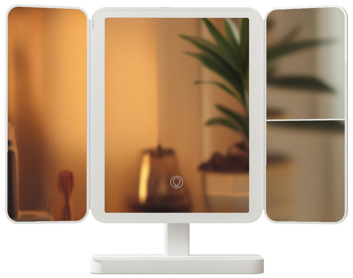 SCHMINKSPIEGEL eckig 18/10/29 cm Kunststoff Weiß - Weiß, Kunststoff (18/29/10cm) - CLP