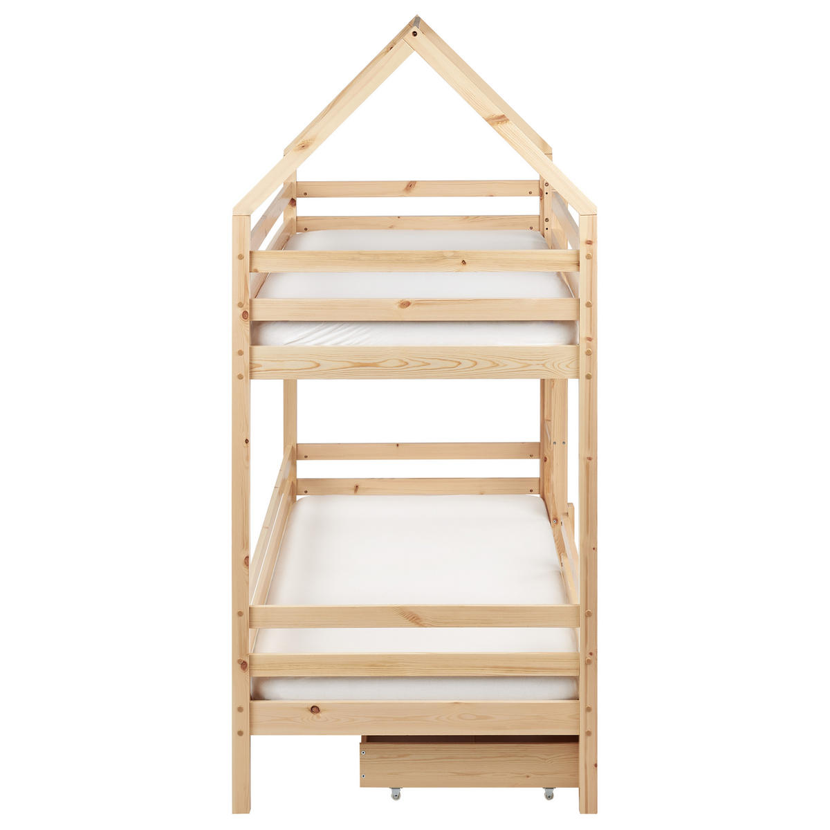 HOCHBETT mit Schaubladen 90x200 cm Braun Girgols - Hellbraun, Holz (90/200cm) - Beliani