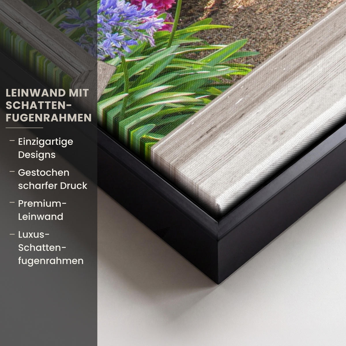 LEINWAND Bilder mit Rahmen - Hortensie - Durchsichtig - Blumen - Sommer - Lila - Weg - 60x80 - Lila, Textil (60/80cm) - MuchoWow