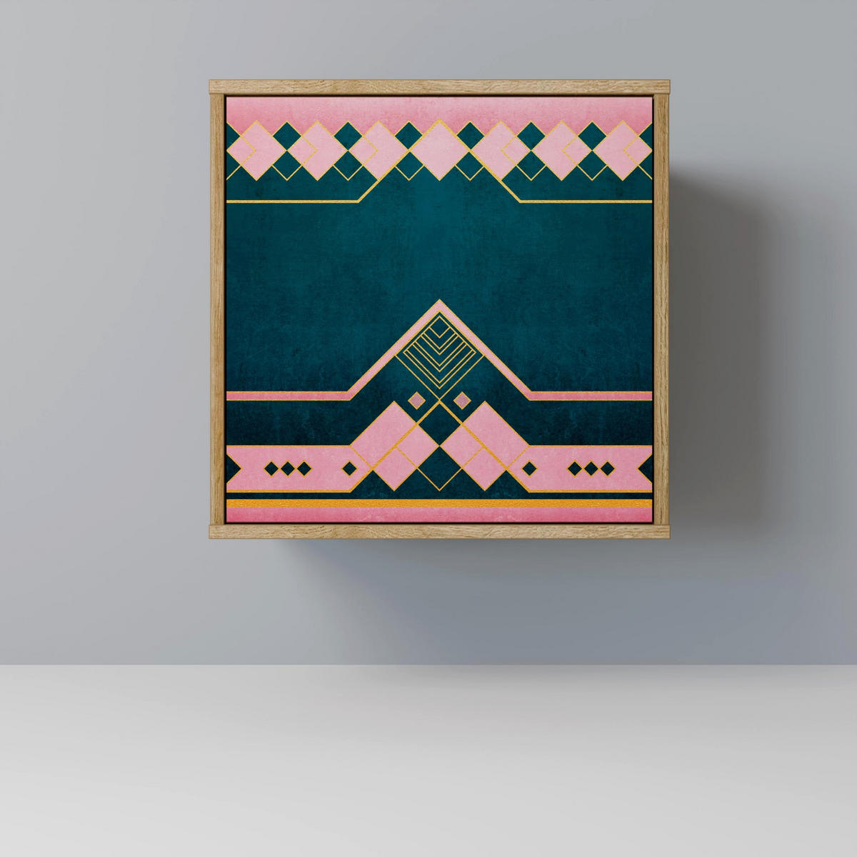 SIDEBOARD ROYAL COMPOSITION, Eichefarben, 57,5x42x57,5 cm, Ohne Füße - Eichefarben/Multicolor, Holzwerkstoff (57.5/57.5/42cm) - SpaceRebels