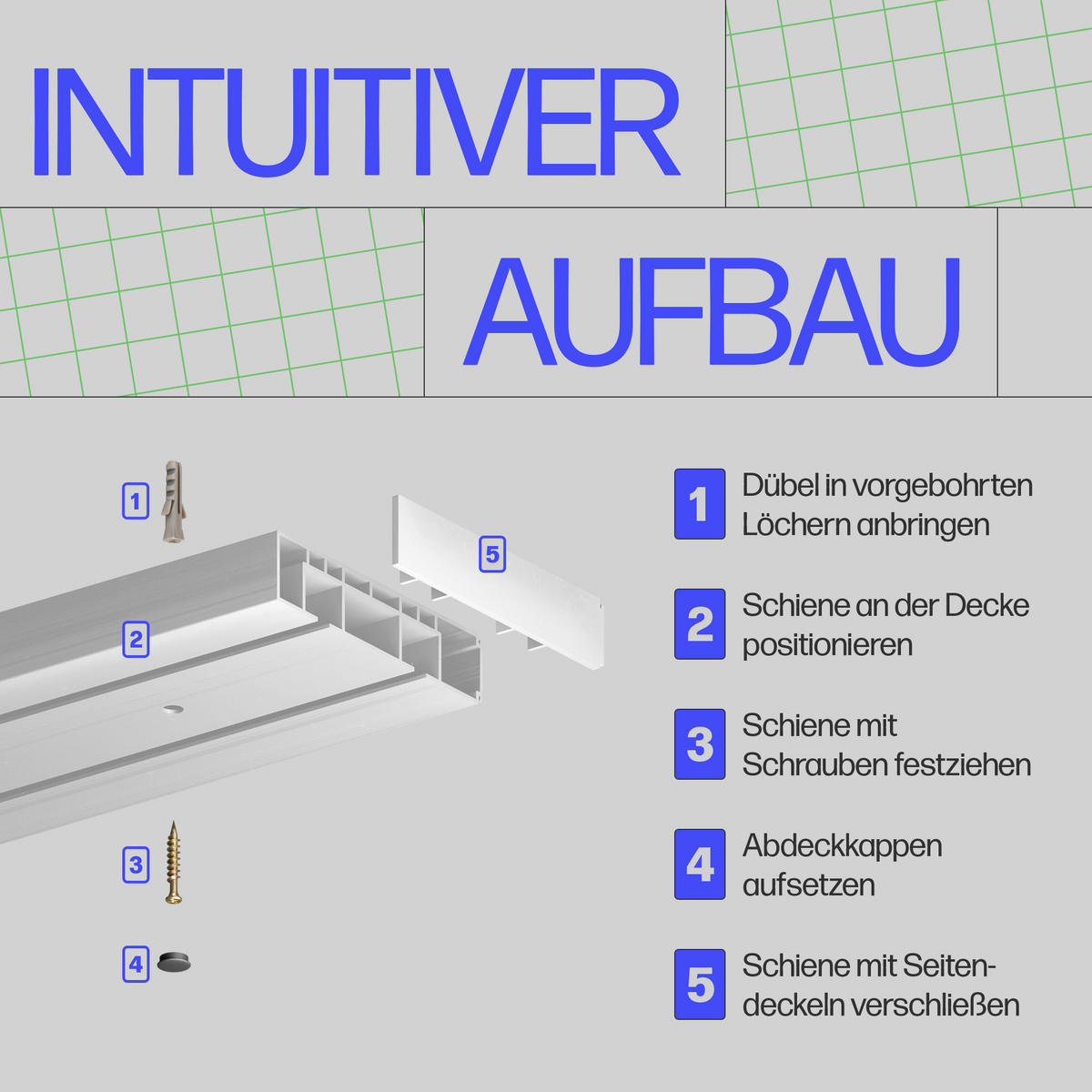 GARDINENSCHIENE - Komplettset inkl. Zubehör 90cm 2-läufig + 2er Set Rundbogen - Weiß, Kunststoff (10/90cm) - Bestlivings