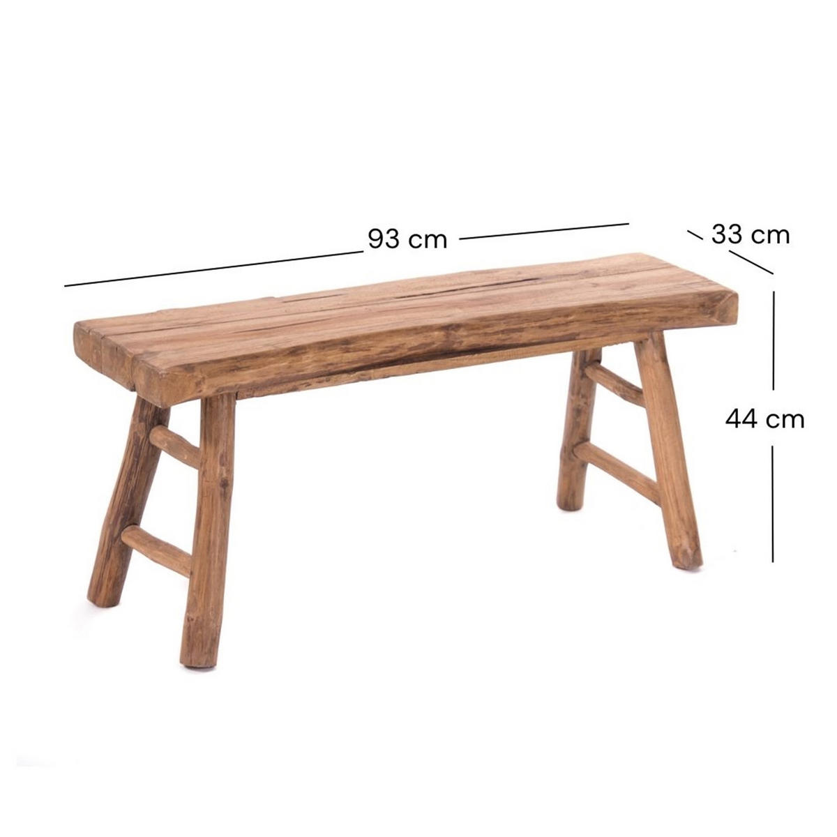SITZBANK Malu 93 Teak Massivholz naturfarben - Naturfarben, Holz (93/44/33cm) - DESIGN DELIGHTS