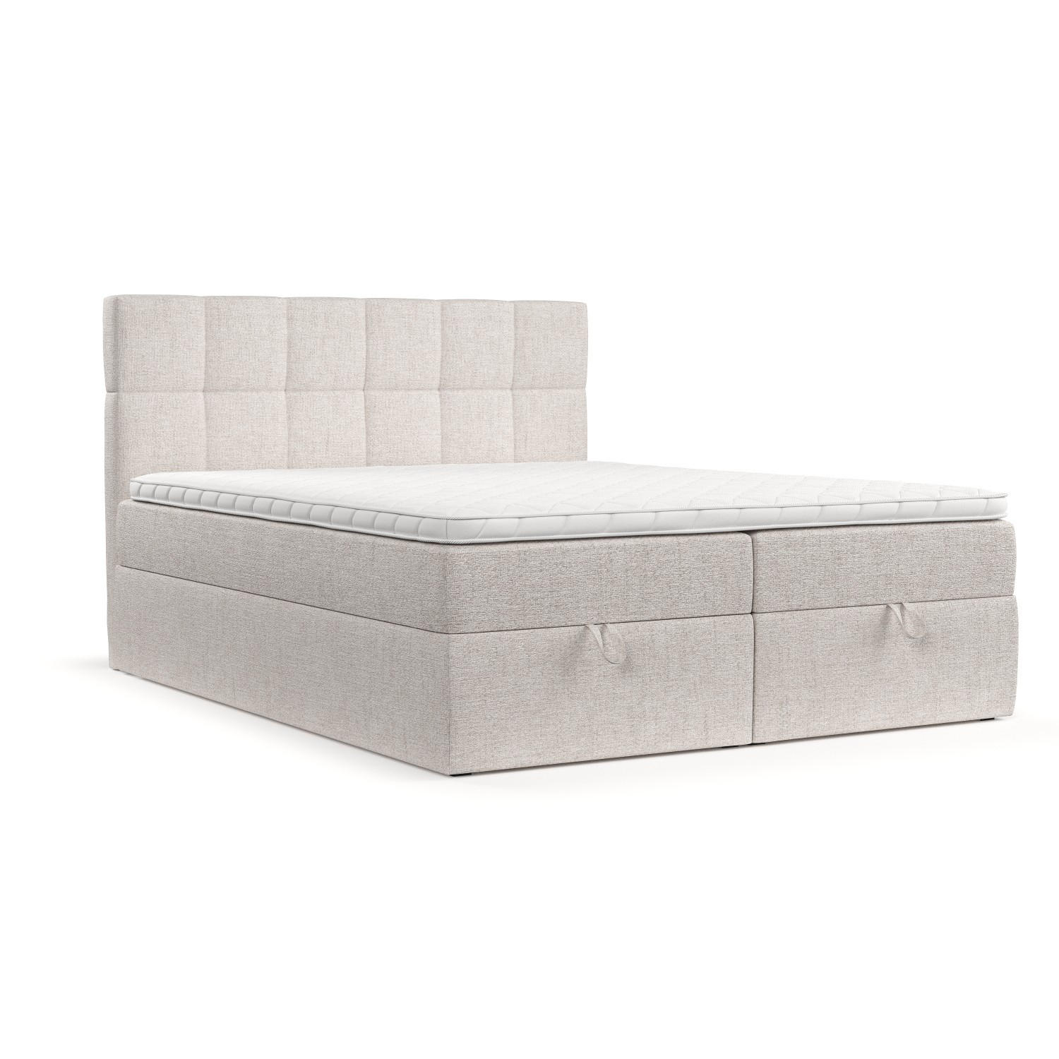 BOXBETT Savio 200/200 cm Hellbeige im Neve Stoff - Sandfarben/Schwarz, Holz/Holzwerkstoff (200/200cm) - AltaBeds