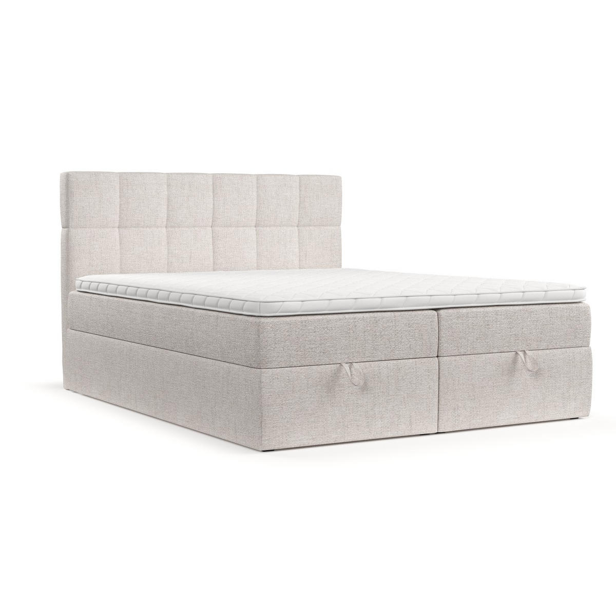 BOXBETT Savio 200/200 cm Hellbeige im Neve Stoff - Sandfarben/Schwarz, Holz/Holzwerkstoff (200/200cm) - AltaBeds