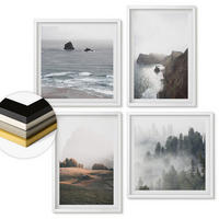 WANDBILDER 4er-Set - 50x50 cm & 40x60 cm Weißer Rahmen - Landschaften aus Bergen und Meer - Weiß, Kunststoff (50/50cm) - ArtPrintCave