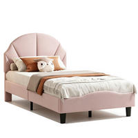 KINDERBETT 90x190 cm höhenverstellbarem Kopfteil, Einzelbett mit Lattenrost,Samtstoff, Rosa - Pink, Holz/Holzwerkstoff (90/190cm) - BursDany
