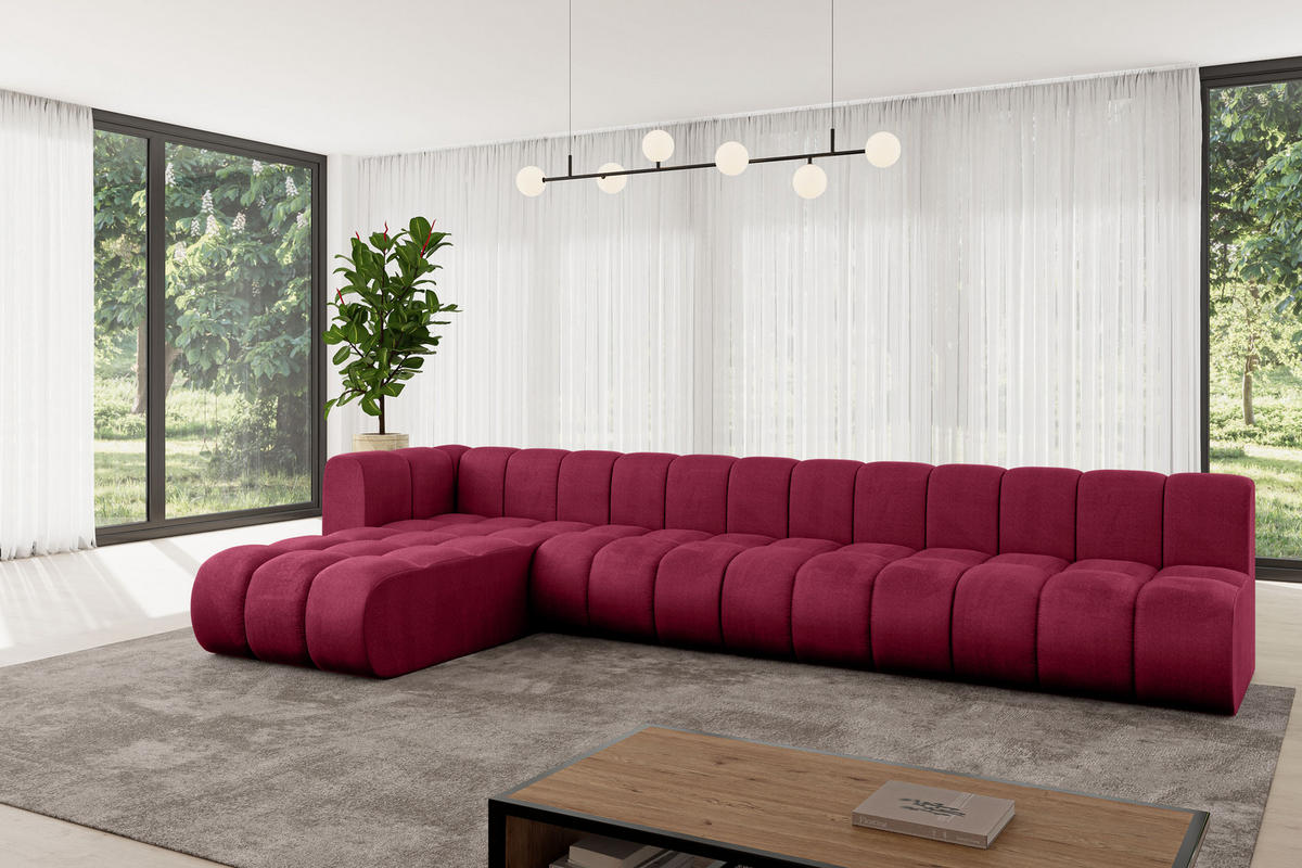 ECKSOFA modulares Sofa Darnel-L3 - 387x177x70 cm Bordeauxrot - Bordeaux, Holzwerkstoff/Textil (387/177cm) - ALTDECOR
