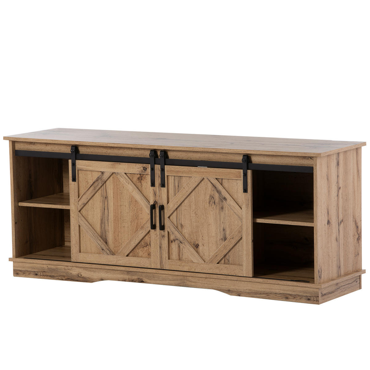 TV-SCHRANK 150/40/60 cm rustikales Braun mit 2 Schiebetüren und höhenverstellbaren Regalen - Braun, Holzwerkstoff (150/60/40cm) - OKWISH