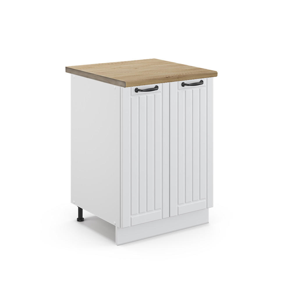 KÜCHENUNTERSCHRANK Fame-Line Weiß Landhaus 60 cm, AP Eiche - Weiß, Holzwerkstoff (60/82/60cm) - Vicco