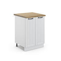 KÜCHENUNTERSCHRANK Fame-Line Weiß Landhaus 60 cm, AP Eiche - Weiß, Holzwerkstoff (60/82/60cm) - Vicco
