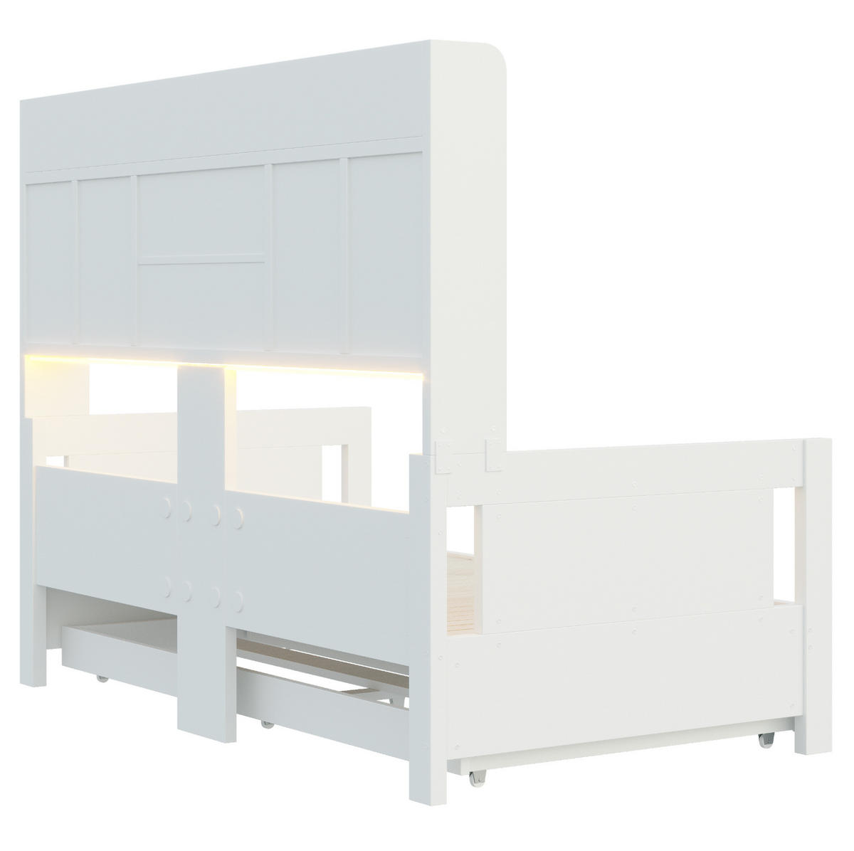 BETT 90/180×190 cm in Weiß mit Stauraum und LED-Beleuchtung - Weiß, Holz (180/190cm) - Flora Grace