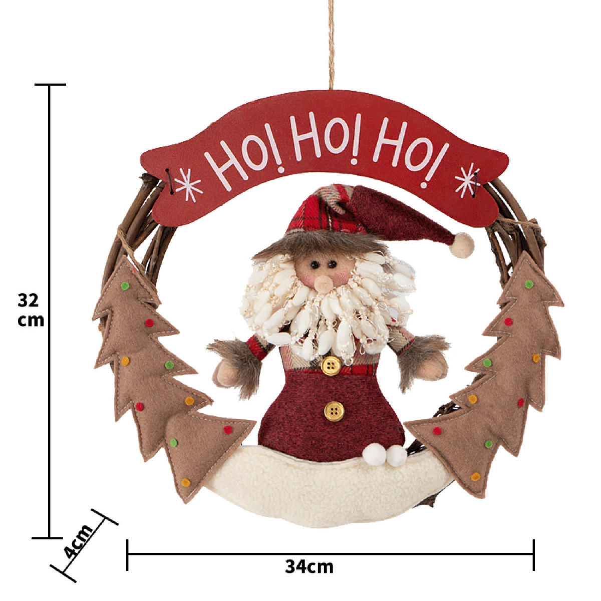 WEIHNACHTSGIRLANDE Mehrfarbig 4/34/32 cm - Multicolor, Textil (4/32/34cm) - Mobili Rebecca