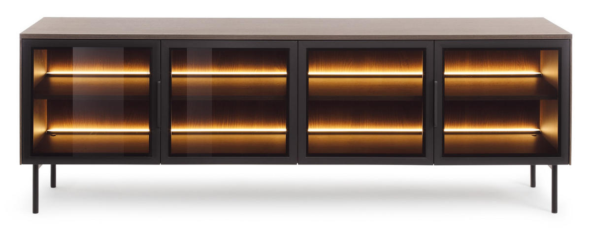 TV-SCHRANK mit LED 182 cm Senzia, 4 Türen, Eiche Dunin - Eichefarben, Holz (182/62/39cm) - Emporius