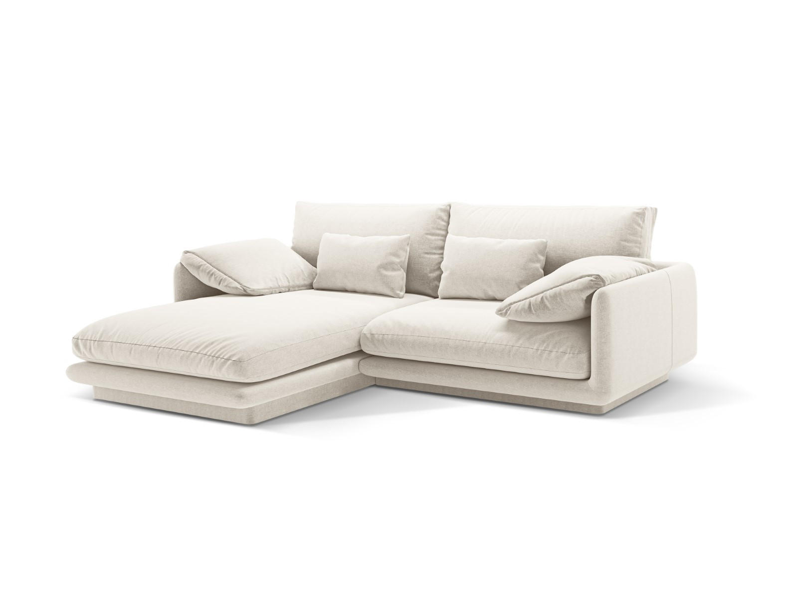 ECKSOFA links Torino aus strukturiertem Stoff elfenbein 3 Sitzplätze - Ecru, Textil (170/220cm) - Micadoni