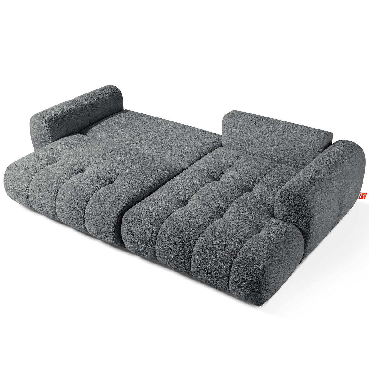 ECKSOFA RECHTS LIRA, Dunkelgrau, Bouclé - Dunkelgrau, Holz/Holzwerkstoff (295/112cm) - KONSIMO®