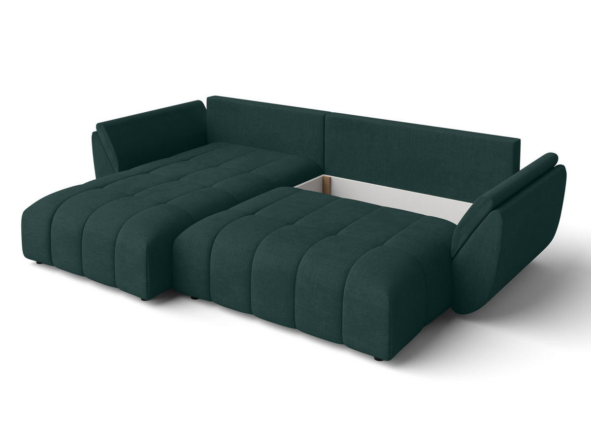 ECKSOFA L Form Verciani Grün 266/190/91 cm mit Schlaffunktion - Schwarz/Grün, Kunststoff/Textil (266/190cm) - AX Living