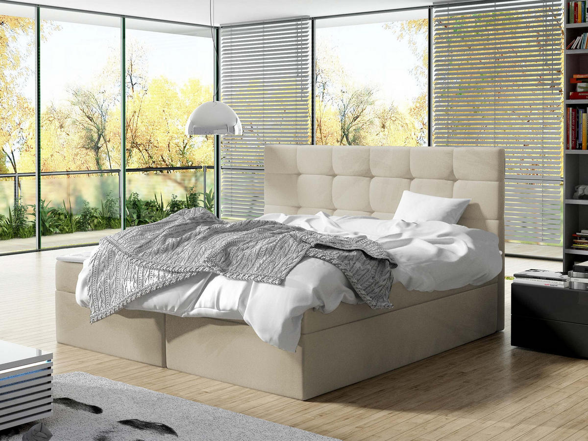 BOXBETT Luanda - H3 - Beige, Holzwerkstoff/Textil (160/200cm) - MIRJAN24