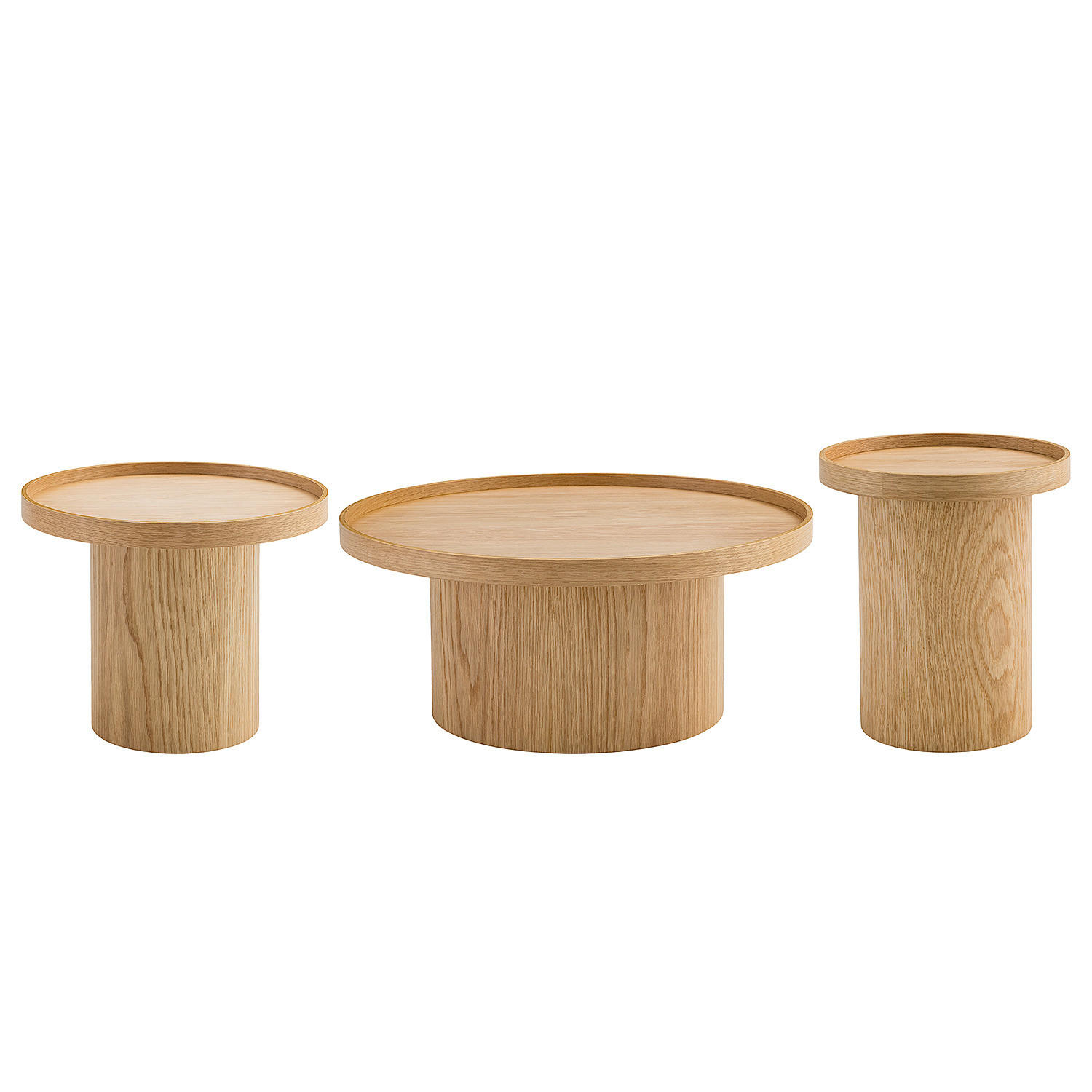 COUCHTISCH-SET 3-TEILIG - MDF - Eiche - Eichefarben, Holzwerkstoff (80/80/35cm) - home24