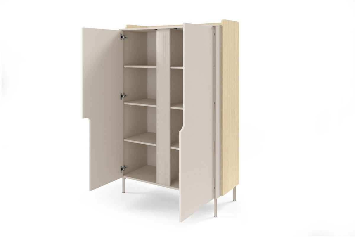 HOCHKOMMODE PAURO 03 103/160/42 cm in Eiche Mavelie / Macadamia - Eichefarben/Beige, Holzwerkstoff (103/160/42cm) - Deine Möbel 24