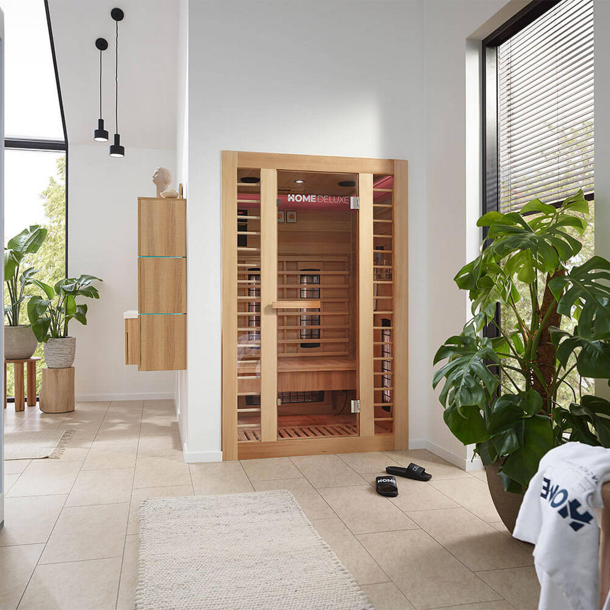 INFRAROTKABINE REDSUN DELUXE M - 120 x 105 cm für 2 Personen - Braun, Holz (120/190/105cm) - Home Deluxe