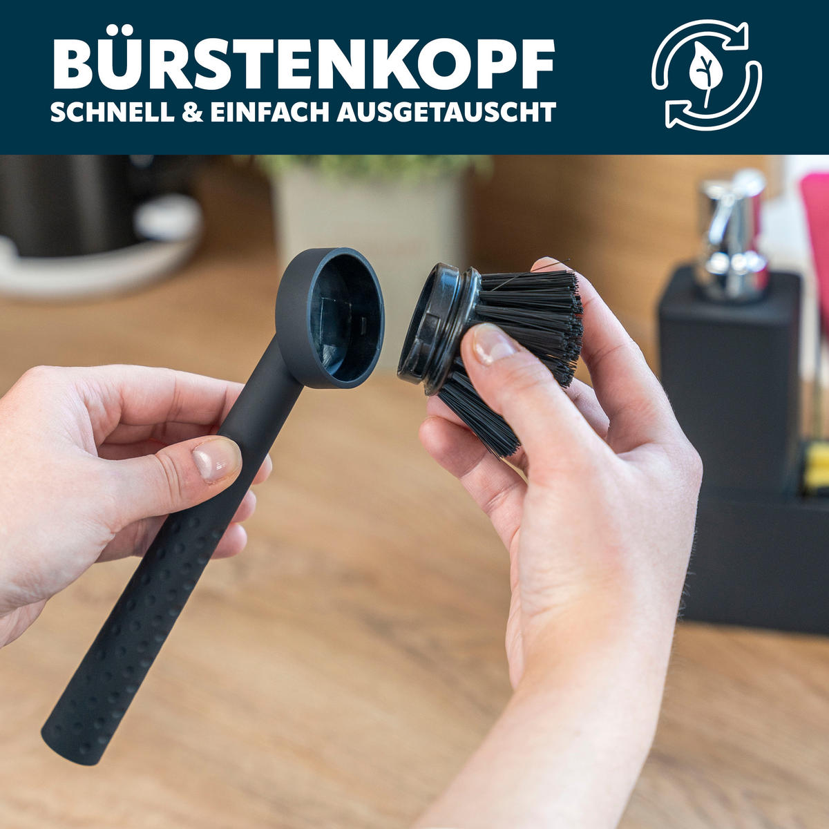 ERSATZBÜRSTEN 4er Set, schwarz - Schwarz, Kunststoff (5.8/5/3.95cm) - bremermann