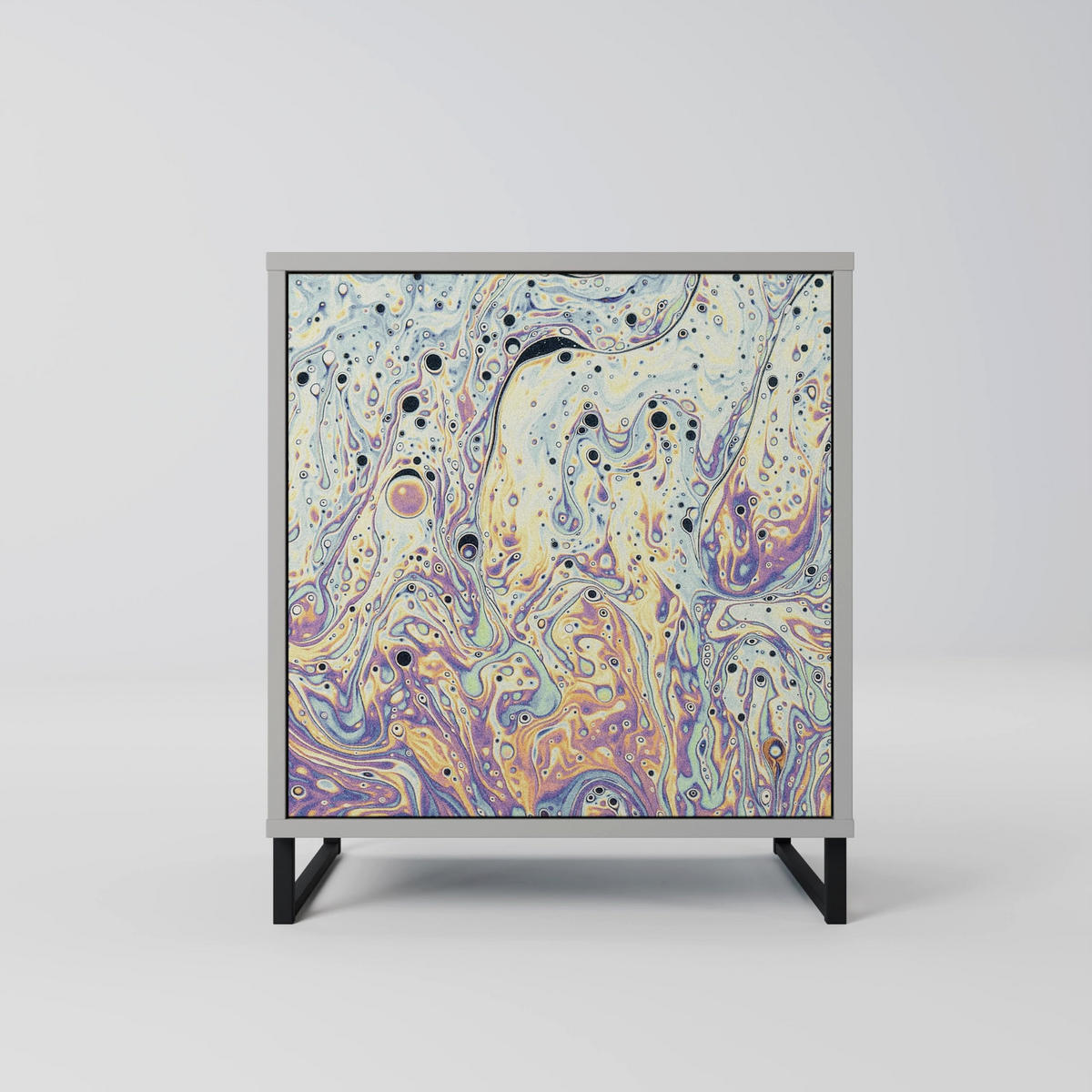 SIDEBOARD MOSAIC OF COLORS, Grau, 57,5x42x57,5 cm, Ohne Füße - Multicolor/Grau, Holzwerkstoff (57.5/57.5/42cm) - SpaceRebels